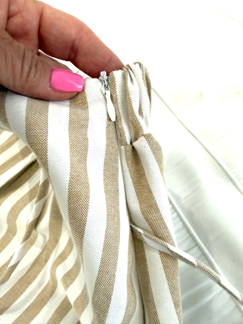 Like New! Striped Wrap Skort in White and Beige - Picture 5 of 10